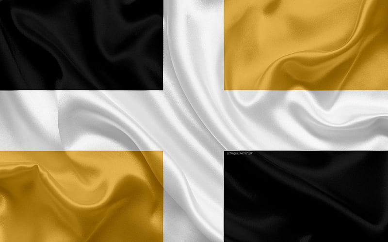Flag of Levis silk texture, Canadian city, yellow black silk flag, Levis flag, Quebec, Canada, art, North America, Levis, HD wallpaper