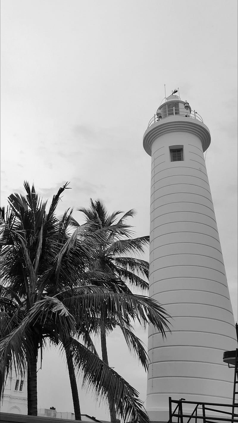 Light House Galle, black and white, lighthouse, scenes, sri lanka, HD phone wallpaper
