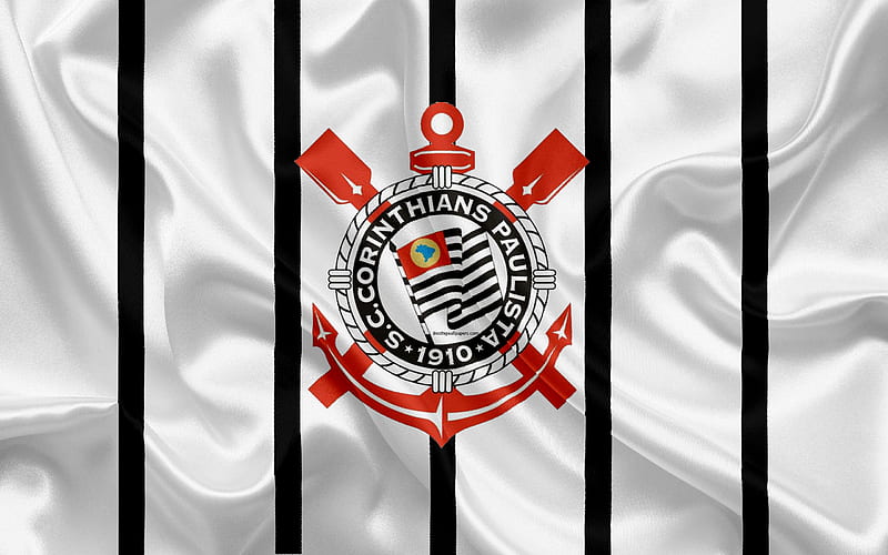 Corinthians FC, Brazilian football club, emblem, logo, Brazilian Serie A, football, Sao Paulo, Brazil, silk flag, HD wallpaper