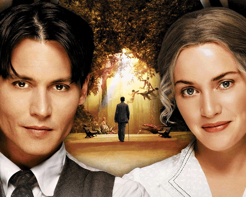 Finding Neverland (2004), movie, finding neverland, man, woman, girl, actress, kate winslet, johnny depp, actor, HD wallpaper