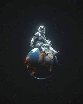Astronaut on the Earth, planet, space, HD phone wallpaper