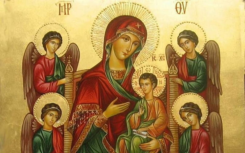 Mary, Jesus and Angels, Virgin, angels, Child, Mary, Jesus, HD wallpaper