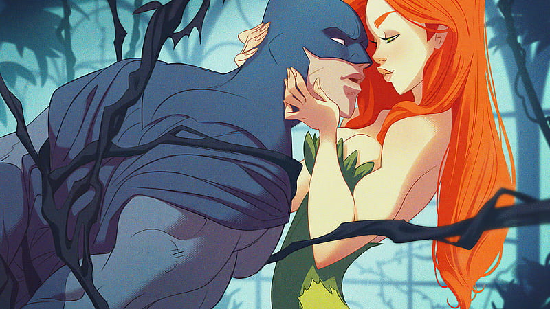 Batman Posion Ivy Romance , batman, poison-ivy, superheroes, artist, artwork, digital-art, artstation, love, HD wallpaper