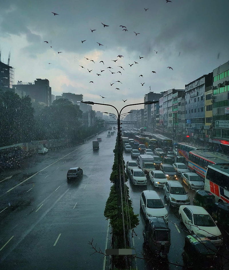 City view , asia, bangladesh, bonito, cloud, dhaka, rain, shower, sky, thunderstorm, HD phone wallpaper