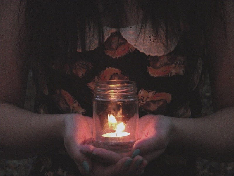 Light of my heart, candle, girl, jar, holding, child, HD wallpaper
