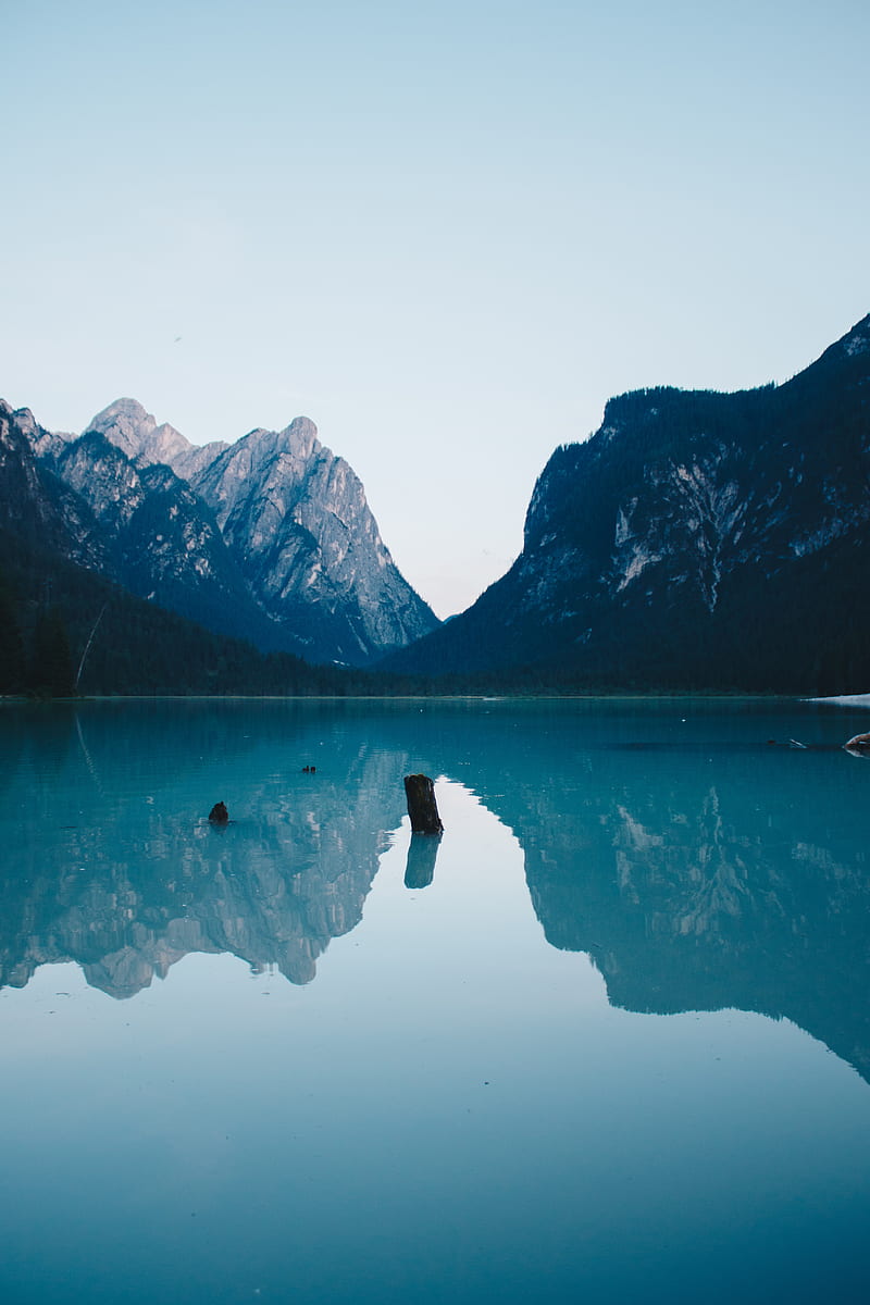 mountains, lake, landscape, shore, water, HD phone wallpaper