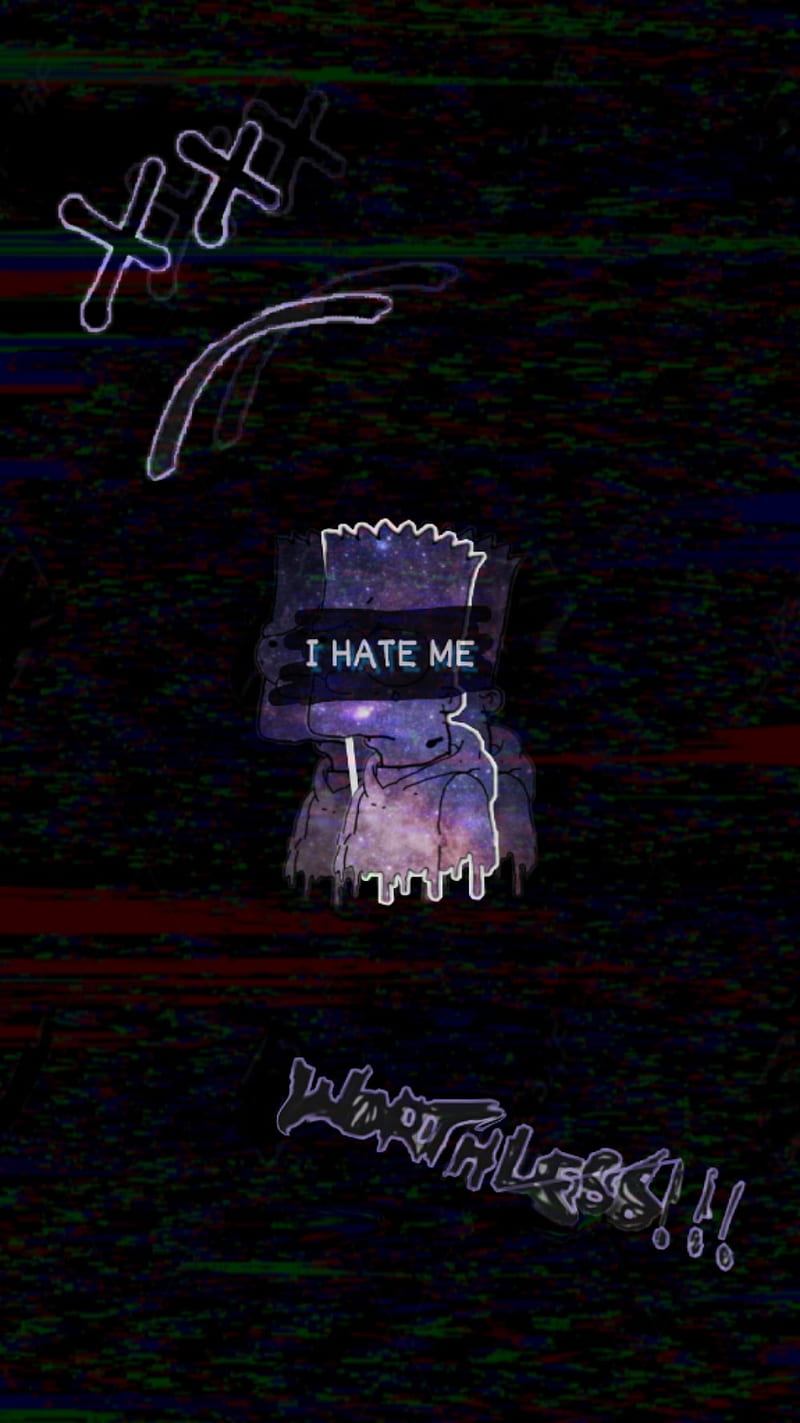I hate me, bartsimpson, depressed, sad, HD phone wallpaper | Peakpx