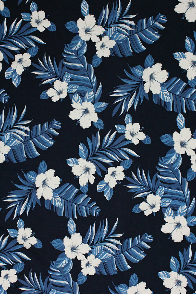 flowers, pattern, plants, nature, blue, vertical, HD phone wallpaper