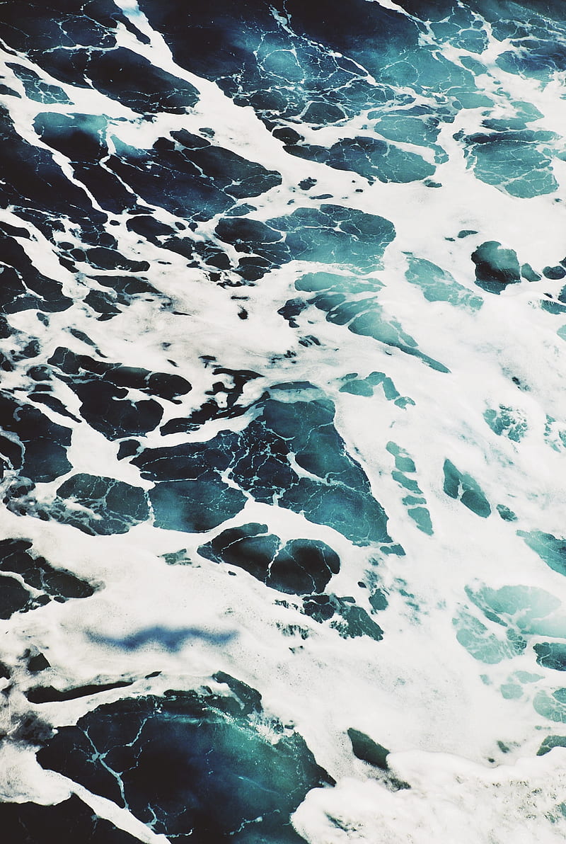 foam, waves, water, surface, ocean, HD phone wallpaper