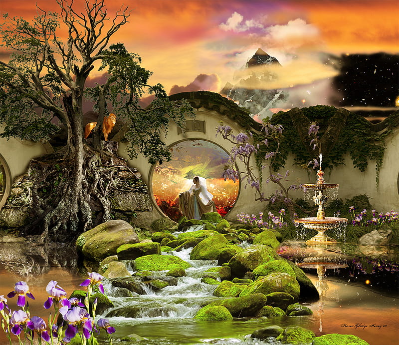 Entrance to Eden Garden, garden, eden, fantasy, entrace, HD wallpaper