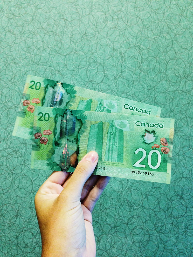 person holding two 20 Canadian dollar banknotes, HD phone wallpaper