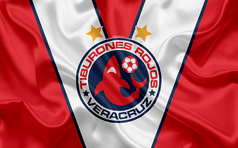 Veracruz FC, Tiburones Rojos de Veracruz Mexican Football Club, emblem, logo, sign, football, Primera Division, Liga MX, Mexico Soccer Championship, Veracruz, Mexico, silk flag, HD wallpaper