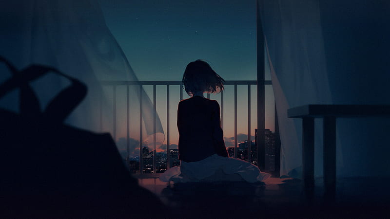 Anime Girl In Morning Breeze, HD wallpaper