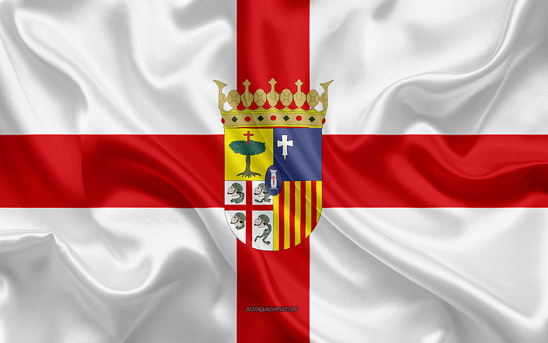 Zaragoza Flag silk texture, silk flag, Spanish province, Zaragoza, Spain, Europe, Flag of Zaragoza, flags of Spanish provinces, HD wallpaper