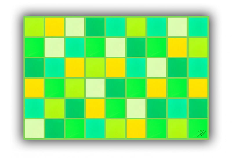 Blanket with shades of green , shades, green, texture, yellow, blanket, white, squares, HD wallpaper