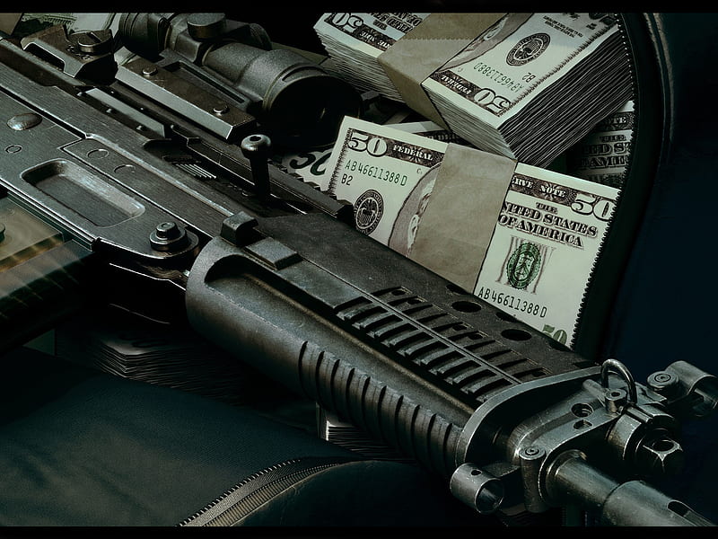 Pistola y dinero, rifle, dinero, pistola, asalto, Fondo de pantalla HD |  Peakpx