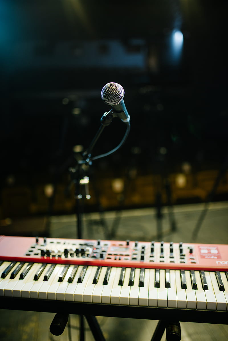 microphone, synthesizer, keys, musical instruments, HD phone wallpaper
