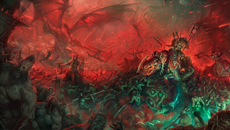 Warhammer, Barbarian, Battle, Demon, Warrior, HD wallpaper