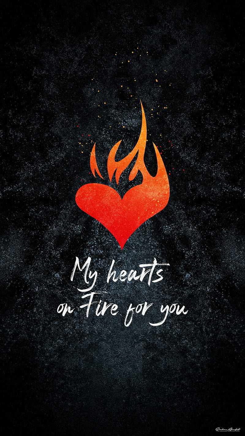 Heart On Fire, fire, for you, heart, my, you and me, your love, HD phone wallpaper