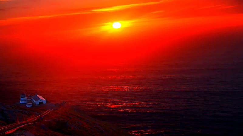 Reddish Day, amazing, warm, ocean, sky, reddish, HD wallpaper