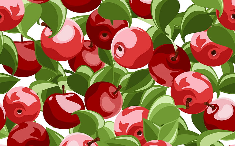red apples patterns, food textures, red apples backgrounds, fruits patters, fruits minimalism, fruits backgrounds, background with apples, HD wallpaper
