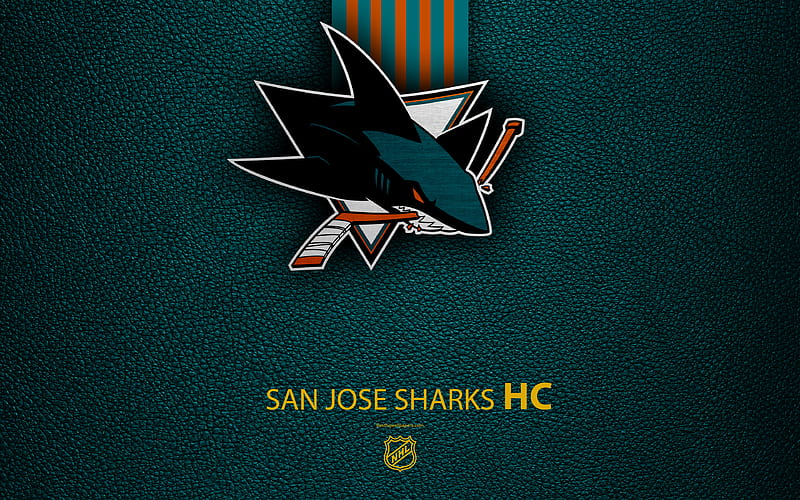 San Jose Sharks, HC hockey team, NHL, leather texture, logo, emblem, National Hockey League, San Jose, California, USA, hockey, Western Conference, Pacific Division, HD wallpaper