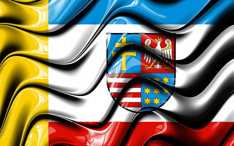 Awietokrzyskie flag Voivodeships of Poland, administrative districts, Flag of Awietokrzyskie, 3D art, Awietokrzyskie, polish voivodeships, Awietokrzyskie 3D flag, Poland, Europe, HD wallpaper