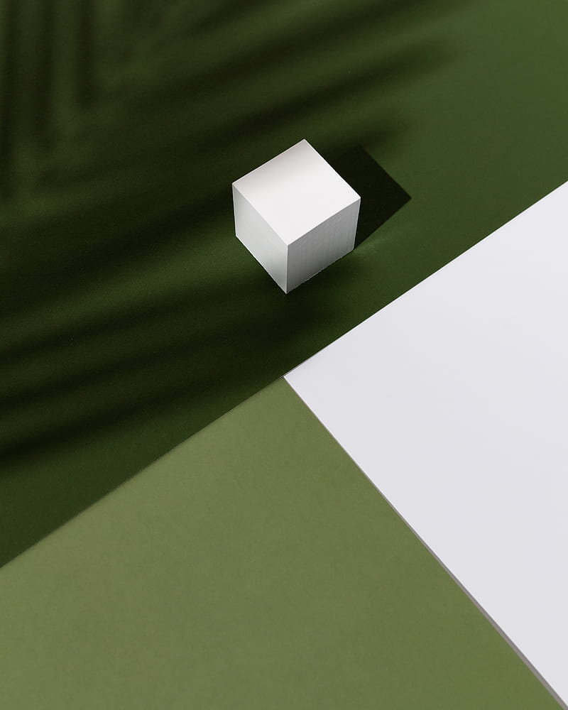 cube, figure, shadow, minimalism, green, HD phone wallpaper