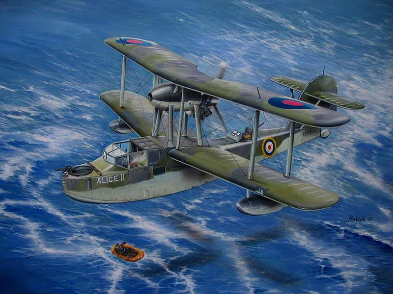 Supermarine Walrus Art, royal air force, world war two, supermarine walrus, raf, HD wallpaper