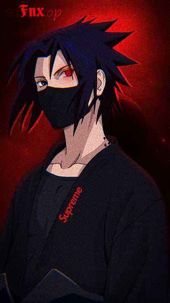 Sasuke Supreme, anime, black, hype, mask, naruto, nike, ninja, HD phone wallpaper