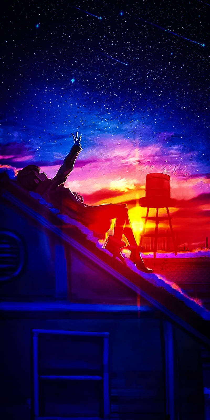 Anime sunset, awsome sun set, nature anime, HD phone wallpaper