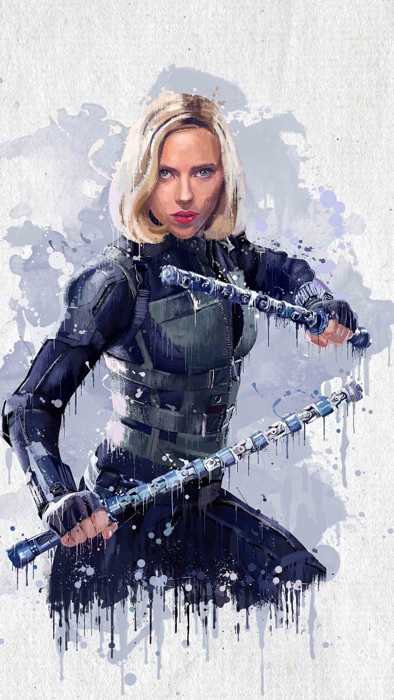 Scarlett Johansson as Black Widow , black widow, scarlett johansson, art, fiction, hollywood, movie, marvels, super hero, superhero, avengers, the avengers, HD phone wallpaper