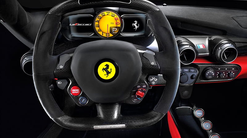 Ferrari Steering, ferrari, carros, red, HD wallpaper