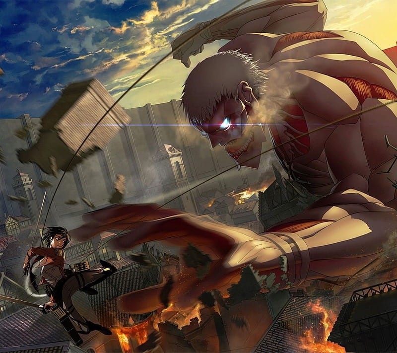 Mikasa Vs ArmrTitan, armored titan, attack on titan, shingeki no kyojin, HD wallpaper