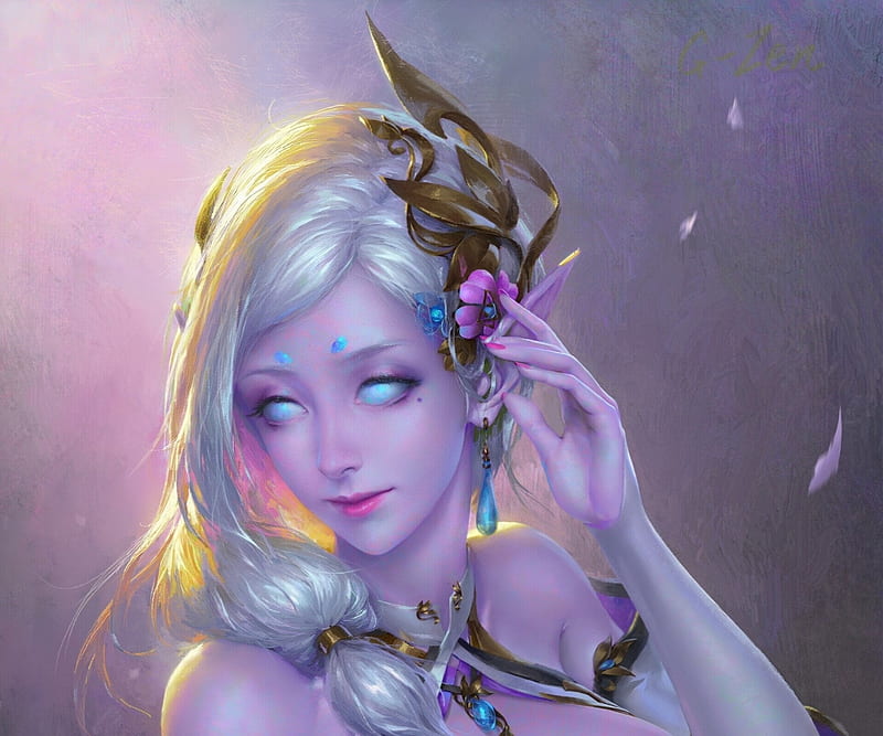 Elf Girl Girl G Zen Gzen Face Superb Blue Art Frumusete Luminos Fantasy HD Wallpaper