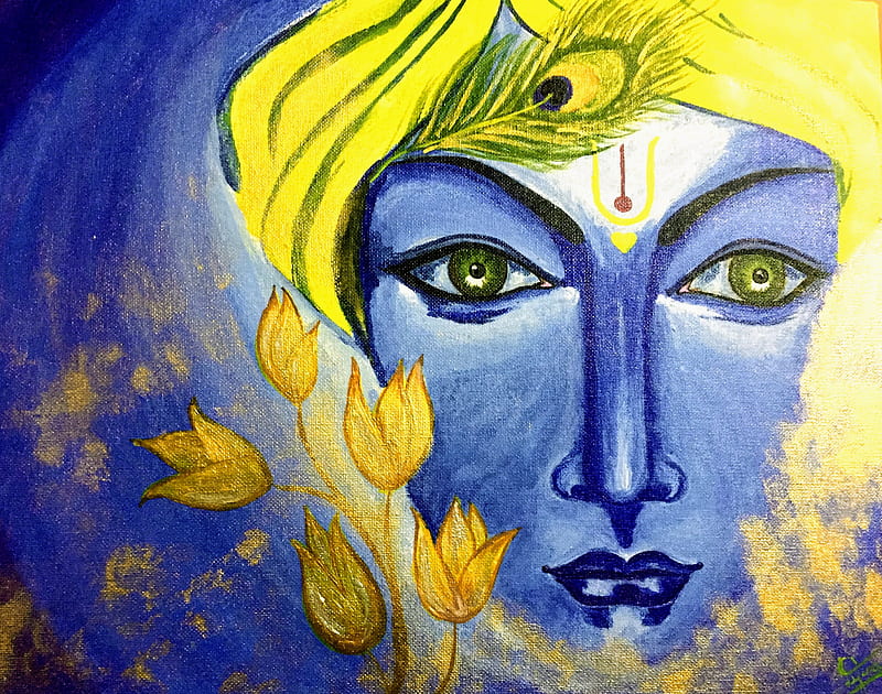 Majestic Krishna, green eye krishna, HD wallpaper