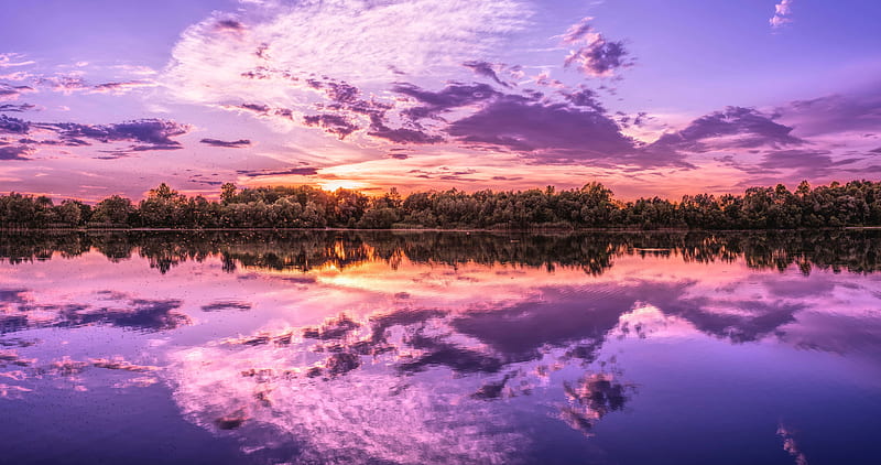 Sunrise Reflection On Lake, HD wallpaper