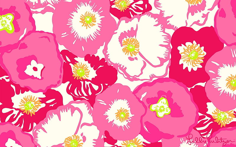 Texture, pattern, lilly pulitzer, yellow, flower, paper, pink, white, HD wallpaper