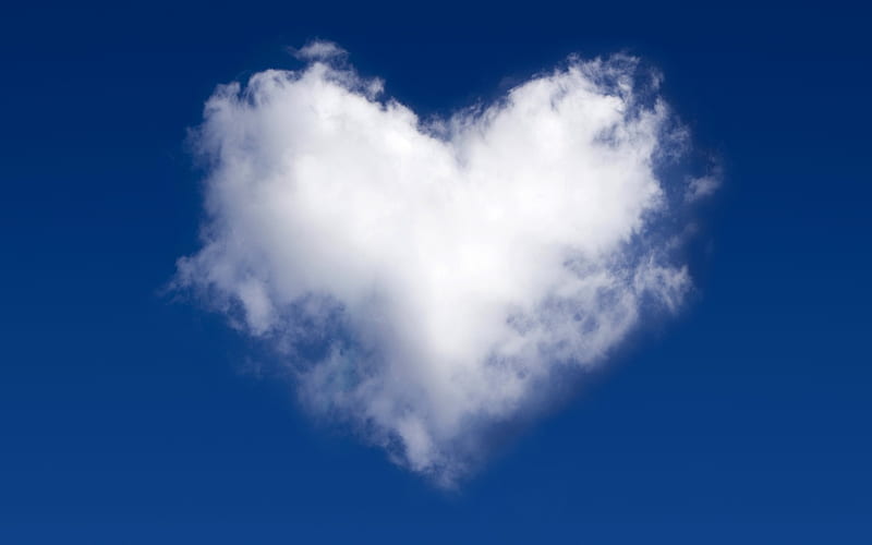 The Heart in the Form of Clouds, cloud, love, heart, day, valentine, white, sky, blue, HD wallpaper