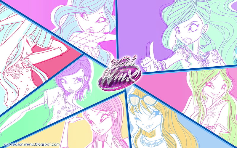 Winx Club, World of Winx, Aisha (Winx Club), Bloom (Winx Club), Flora (Winx Club), Logo, Musa (Winx Club), Roxy (Winx Club), Stella (Winx Club), Tecna (Winx Club), HD wallpaper