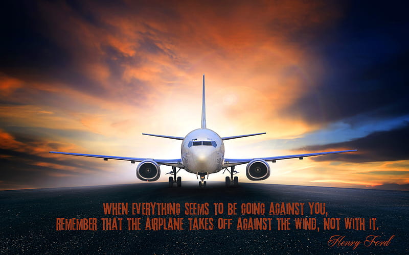 with quotes, Henry Ford, quote, passenger plane, airplane quote, motivation, HD wallpaper