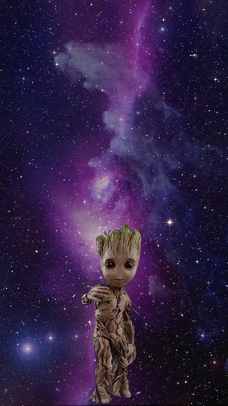 I am Groot, cine, guardianes de la galaxia, purple, space, super, superheroe, yo soy groot, HD phone wallpaper