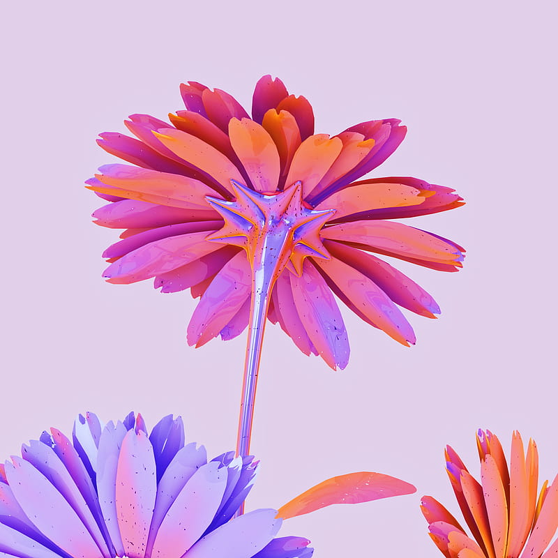 Holographic Flowers , 3D, Abstract, Alien, Amrit, Black, dark, desenho, Elegant, Floral, Flower, Nature, Outdoor, Painiting, Pink, Plant, Purple, Scifi, Still Life, Stylish, HD phone wallpaper