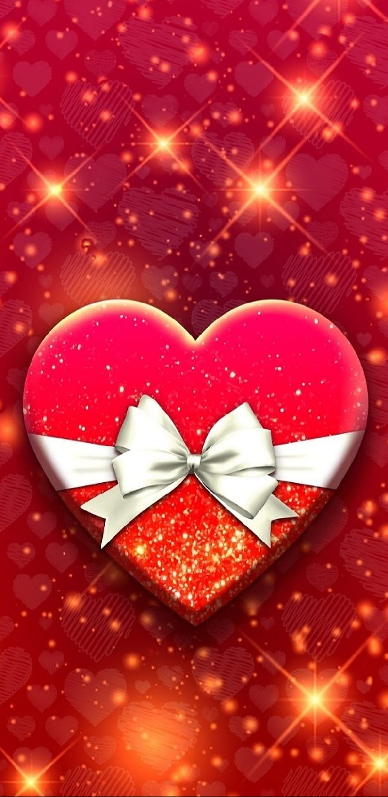Valentine Heart, bow, glitter, heart, love, red, sparkle, valentine, HD phone wallpaper