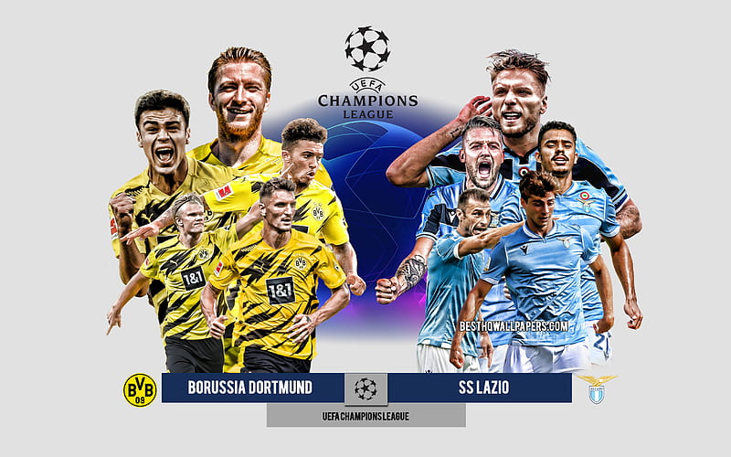 Borussia Dortmund vs SS Lazio, Group F, UEFA Champions League, Preview, promotional materials, football players, Champions League, football match, Borussia Dortmund, SS Lazio, HD wallpaper