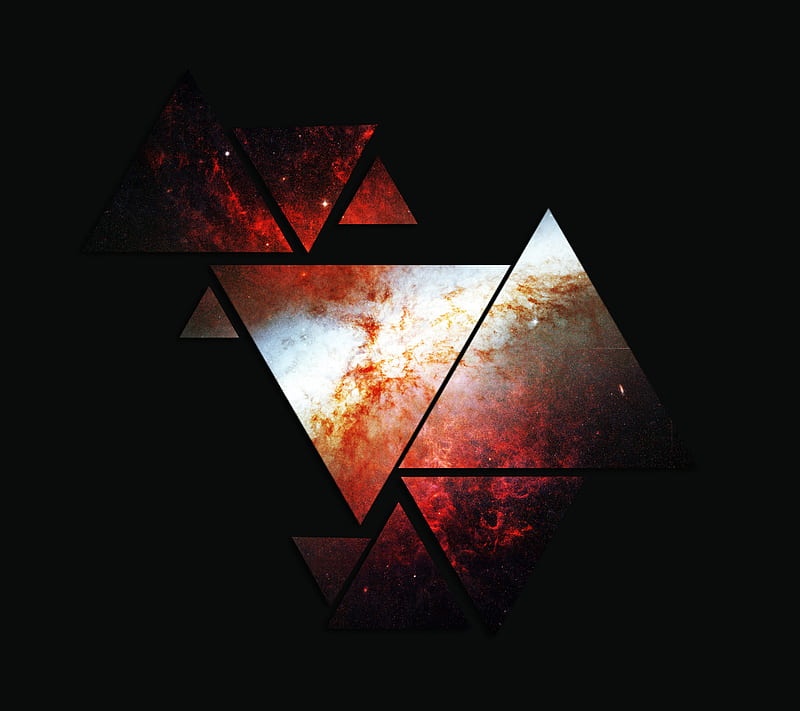 Triangles, black, cosmos, dark, space, stars, triangle, HD wallpaper
