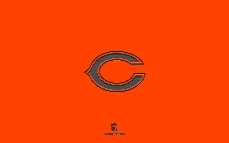 Chicago Bears, orange background, American football team, Chicago Bears emblem, NFL, USA, American football, Chicago Bears logo, HD wallpaper