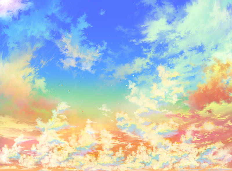 Summer sky, cloud, luminos, orange, manga, sky, anime, summer, iy tujiki,  blue, HD wallpaper | Peakpx