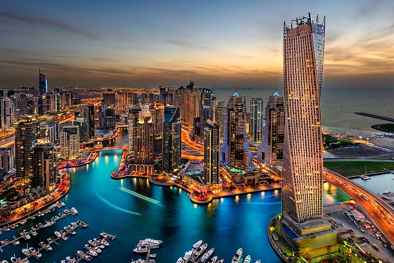 Dubai, lovely, city, skyline, HD wallpaper