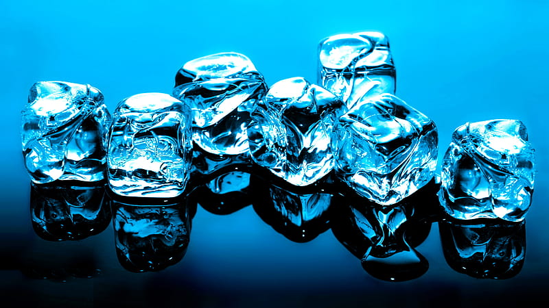 Ice Cubes With Blue Background Ice Cube, HD wallpaper